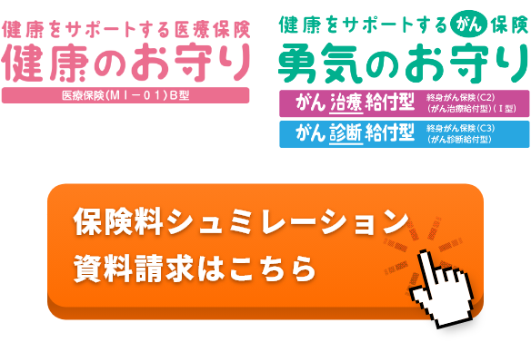 健康をサポートする医療保険 健康のお守り / 健康をサポートするがん保険 勇気のお守り